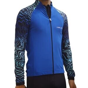 Nalini B0W Long Sleeve Zip Cycling Jersey Mens L Large Blue Made In Italy